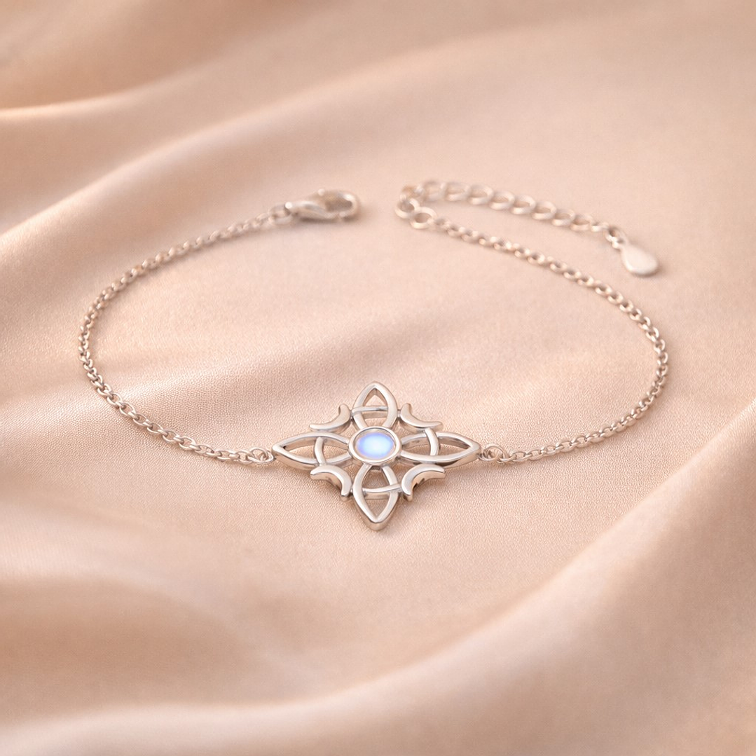 Pulsera Nudo de Brujas Piedra Luna Plata 925 3