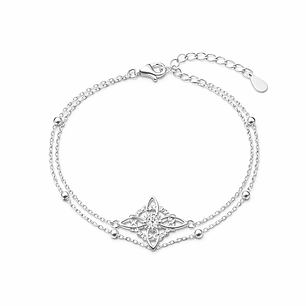 Pulsera Doble Nudo de Brujas Circón en Plata 925