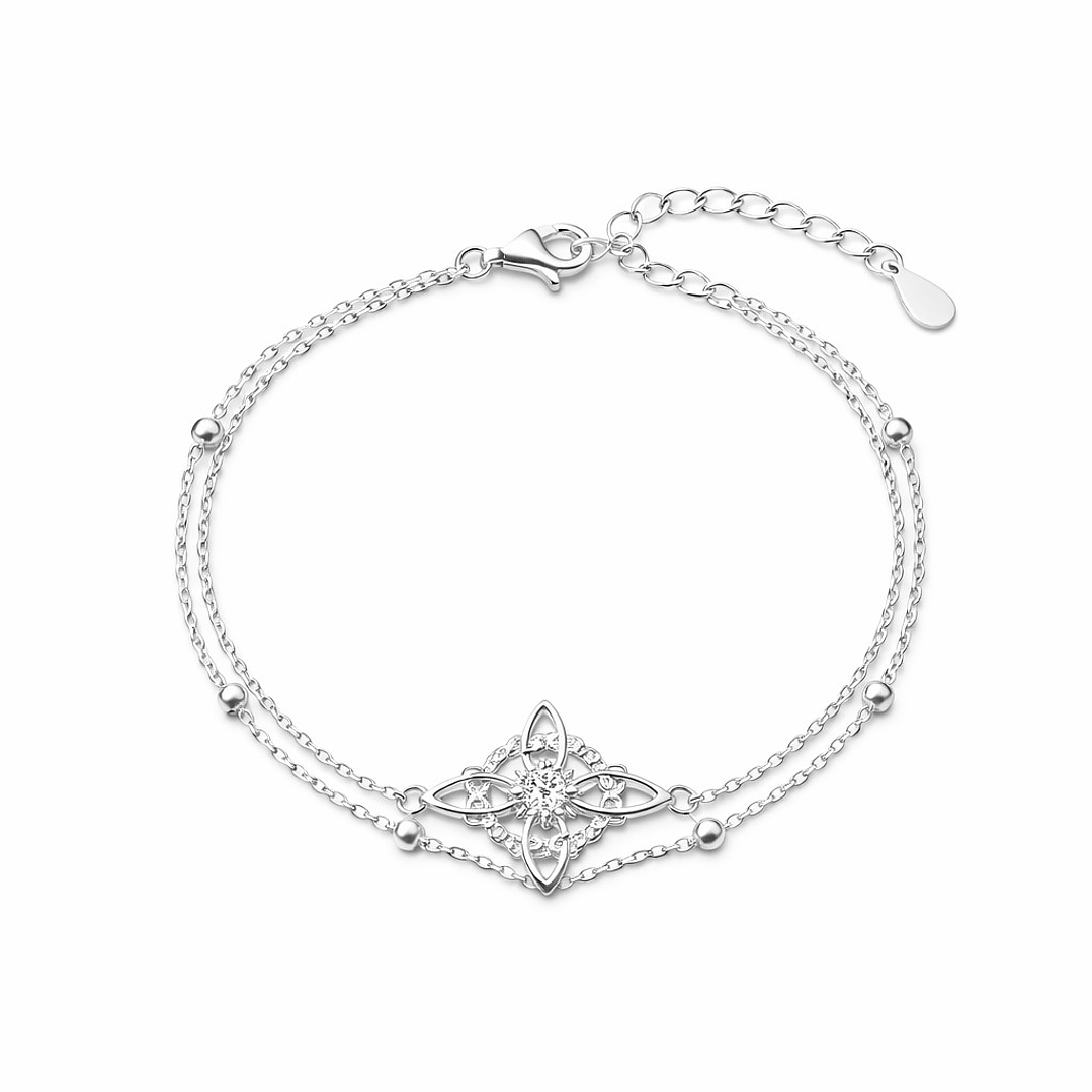 Pulsera Doble Nudo de Brujas Circón en Plata 925 1