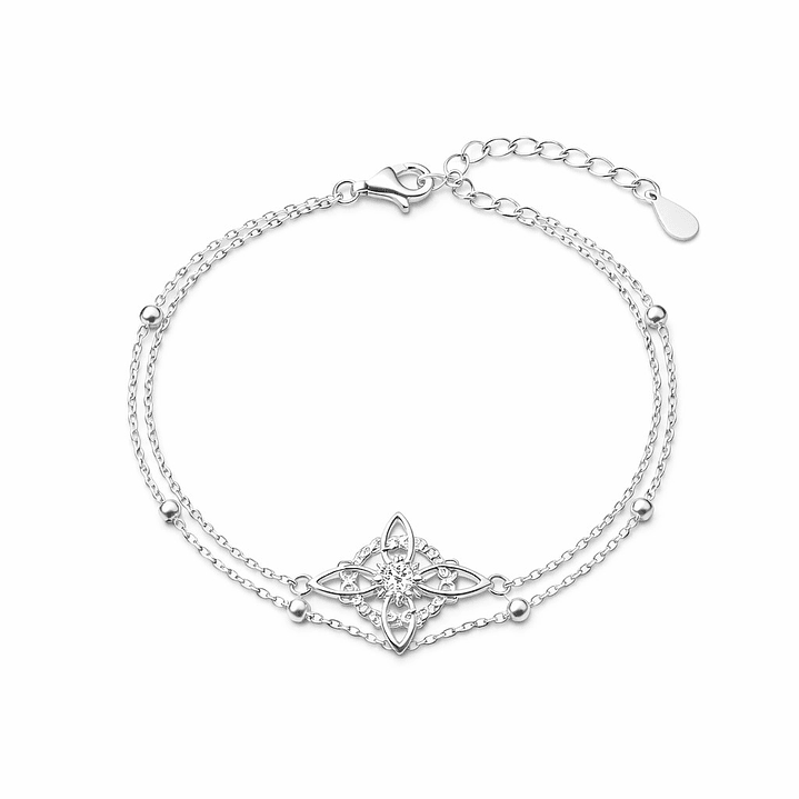 Pulsera Doble Nudo de Brujas Circón en Plata 925 1
