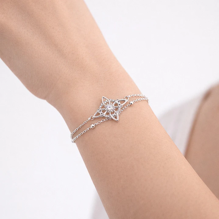 Pulsera Doble Nudo de Brujas Circón en Plata 925 2