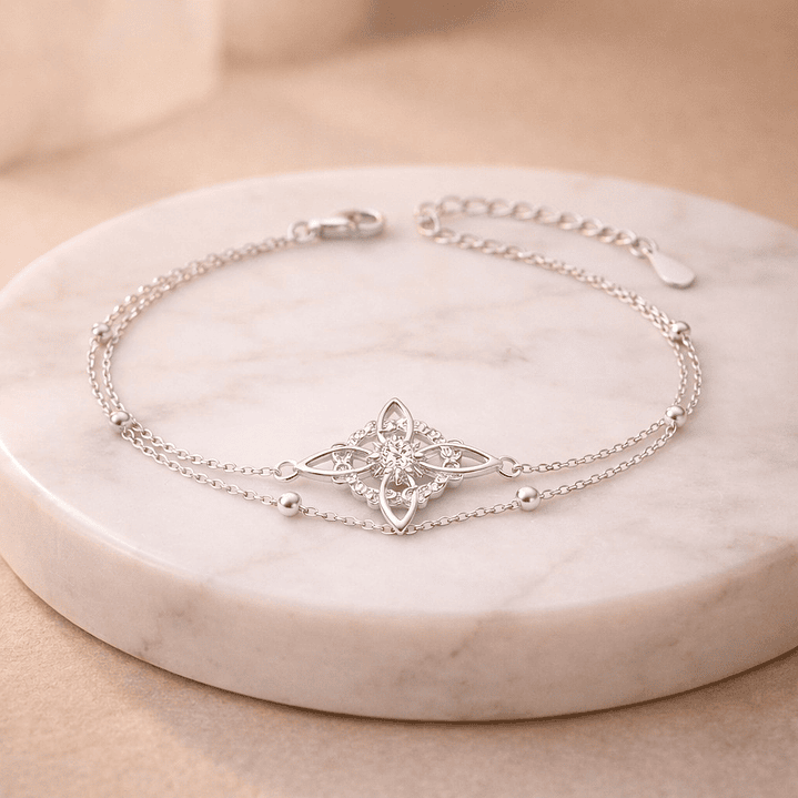 Pulsera Doble Nudo de Brujas Circón en Plata 925 3