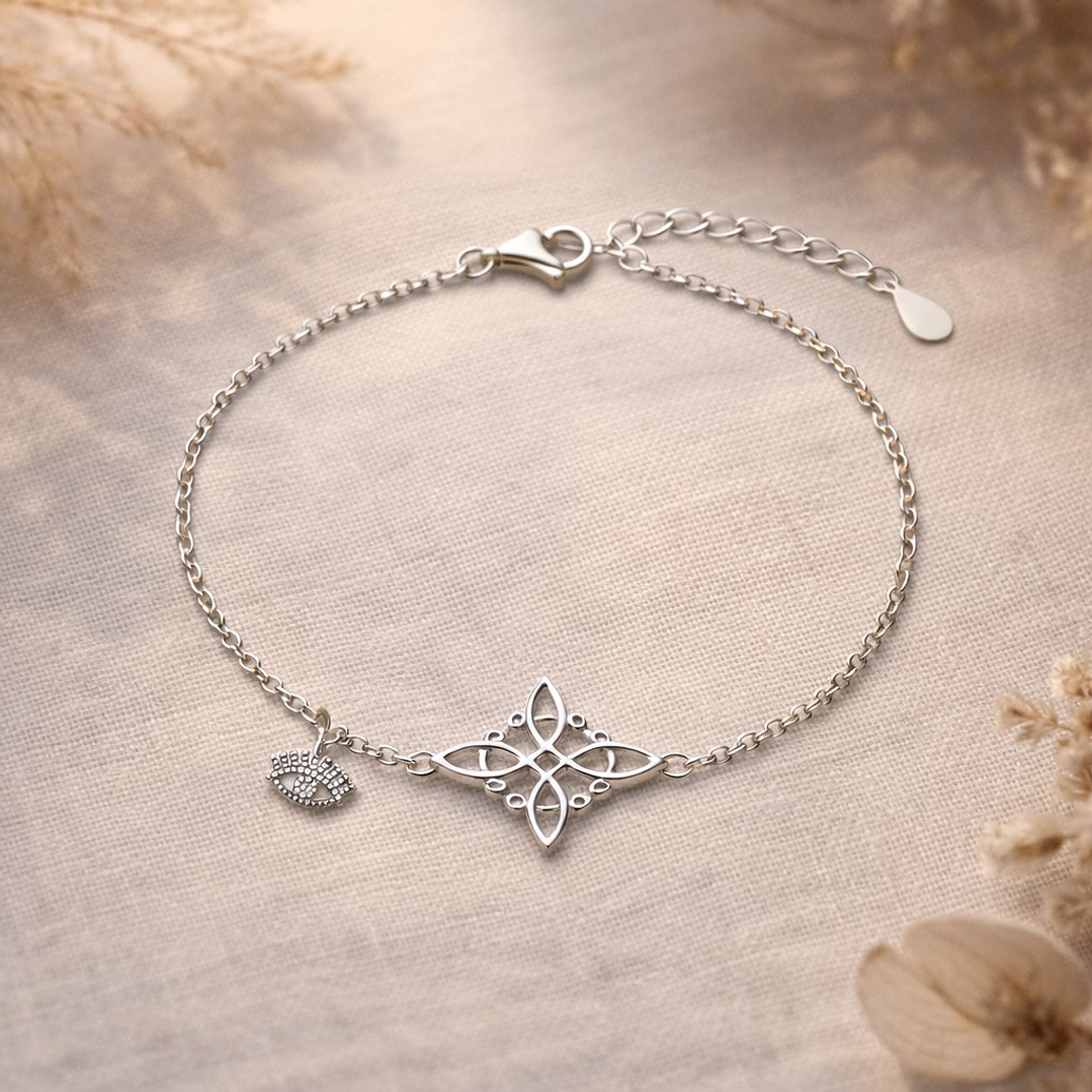 Pulsera Nudo de Brujas Ojo Turco en Plata 925 3