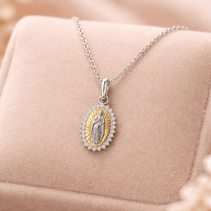 Collar Colgante Virgen María en Plata Ley 925  3