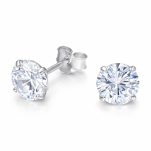 Aros Circón 6mm Unisex en Plata 925 