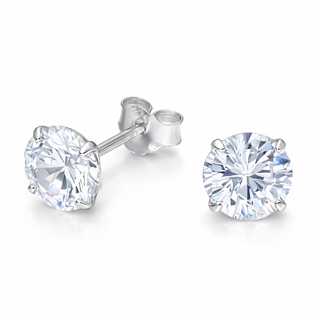 Aros Circón 6mm Unisex en Plata 925  1