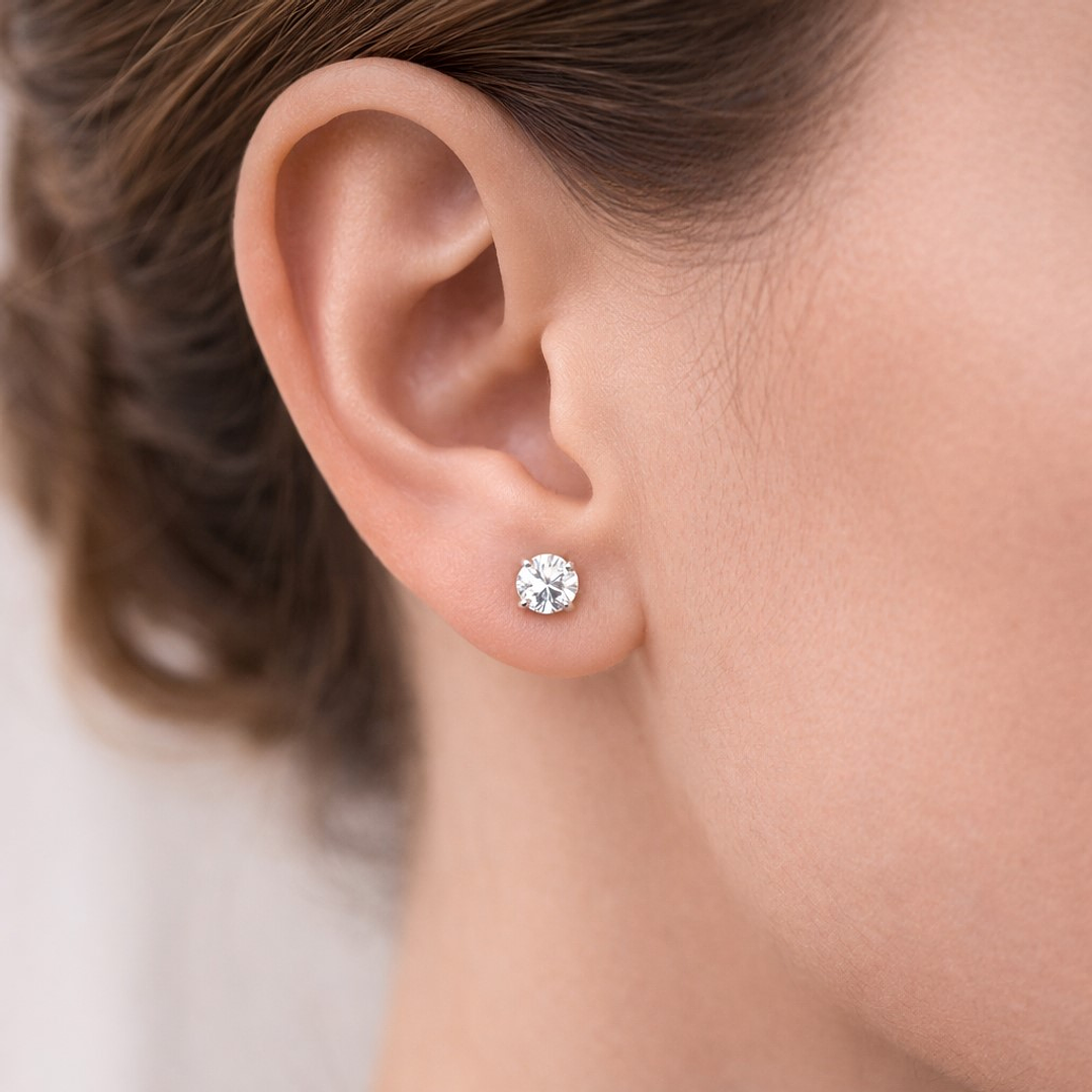 Aros Circón 6mm Unisex en Plata 925  3