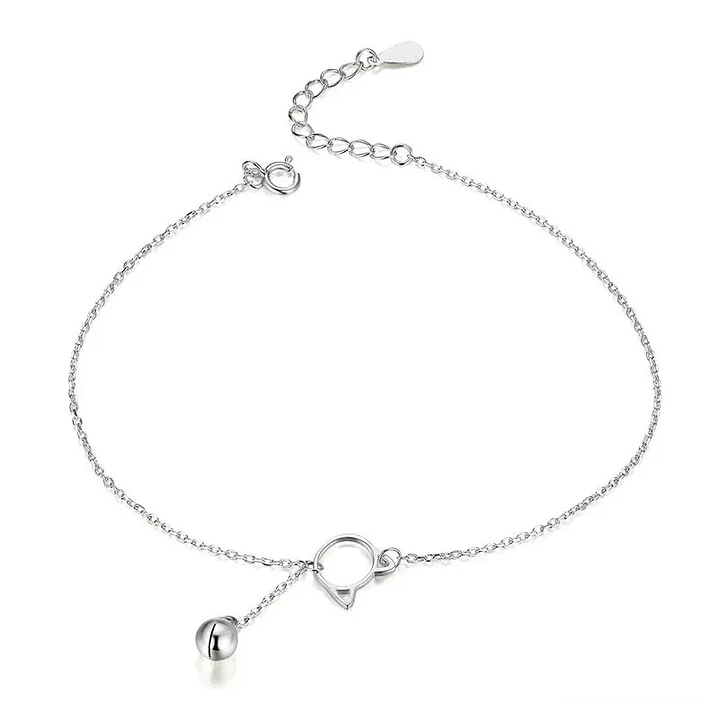 Tobillera Gato Con Campanita en Plata 925  1