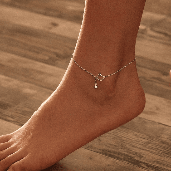 Tobillera Gato Con Campanita en Plata 925  4