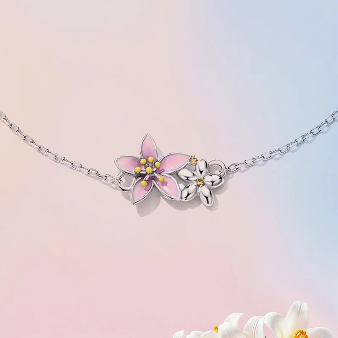 Pulsera Flor De Cerezo Sakura en Plata 925 3