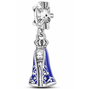 Charm Virgen María Manto Azul en Plata 925