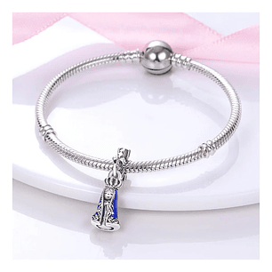 Charm Virgen María Manto Azul en Plata 925