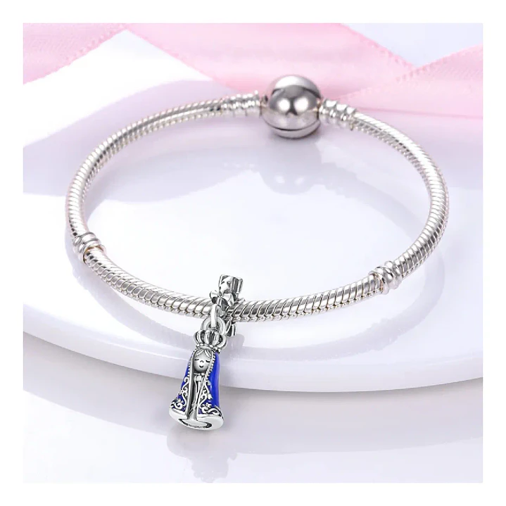 Charm Virgen María Manto Azul en Plata 925 2