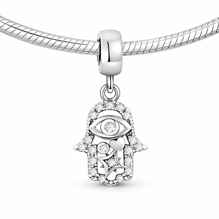 Charm Mano de Fátima Circón en Plata 925  3