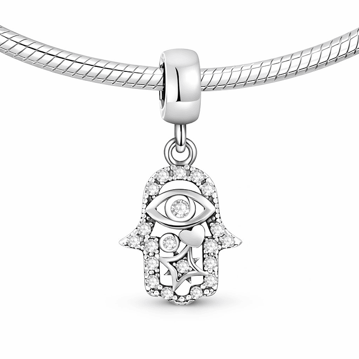 Charm Mano de Fátima Circón en Plata 925  3
