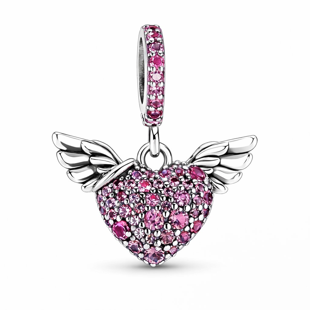 Charm Corazón y Alas de Ángel en Plata 925   1