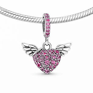 Charm Corazón y Alas de Ángel en Plata 925  