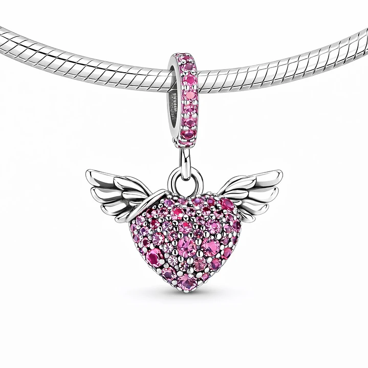 Charm Corazón y Alas de Ángel en Plata 925   2