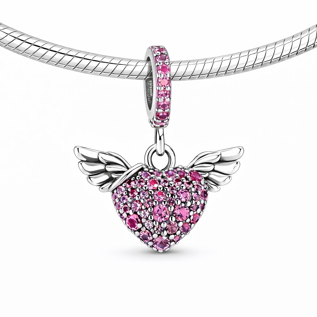 Charm Corazón y Alas de Ángel en Plata 925   2
