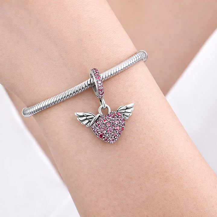 Charm Corazón y Alas de Ángel en Plata 925   3