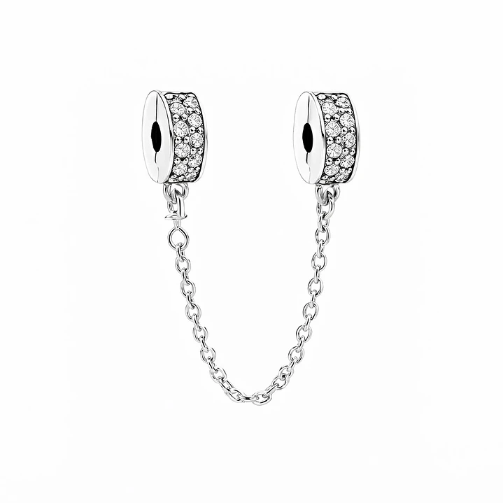 Cadena de seguridad Charm Circón Brillante en Plata 925   1