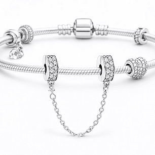 Cadena de seguridad Charm Circón Brillante en Plata 925  