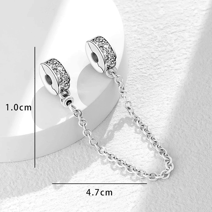 Cadena de seguridad Charm Circón Brillante en Plata 925   3