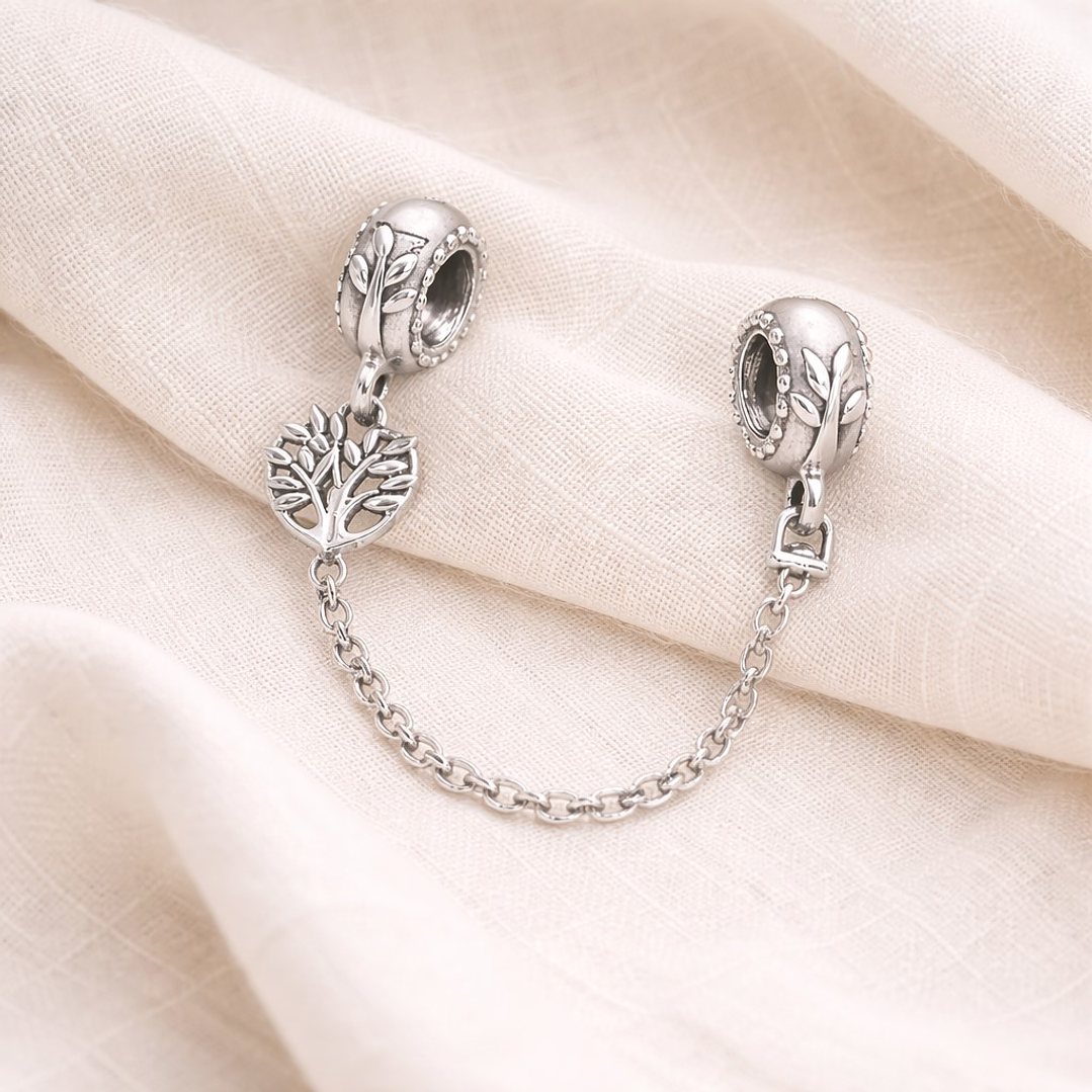 Cadena de seguridad Charm Árbol Familiar en Plata 925   2