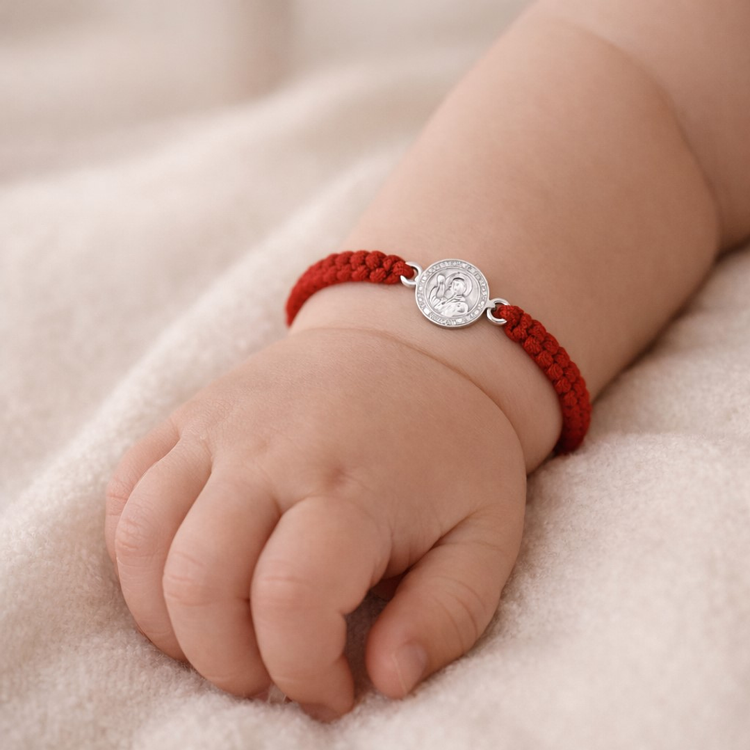 Pulsera Baby Hilo Rojo Ajustable San Benito Plata 925 2