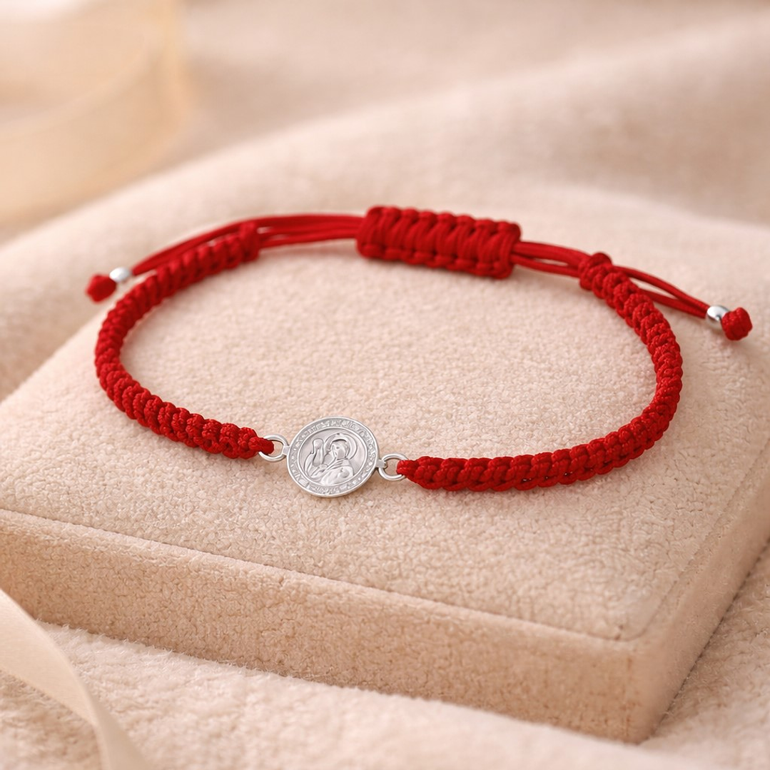Pulsera Baby Hilo Rojo Ajustable San Benito Plata 925 3