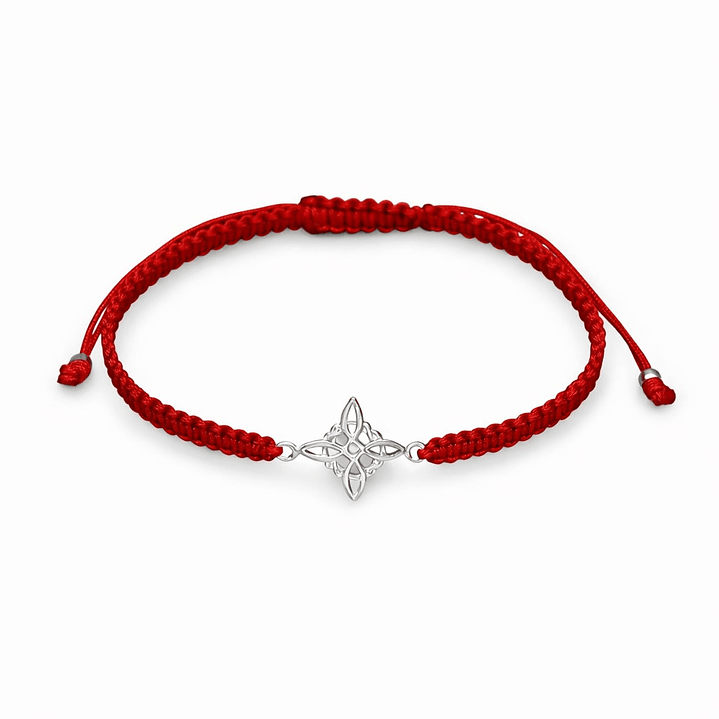 Pulsera Hilo Rojo Ajustable Nudo de Brujas Plata 925 1