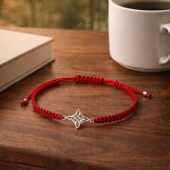 Pulsera Hilo Rojo Ajustable Nudo de Brujas Plata 925 3