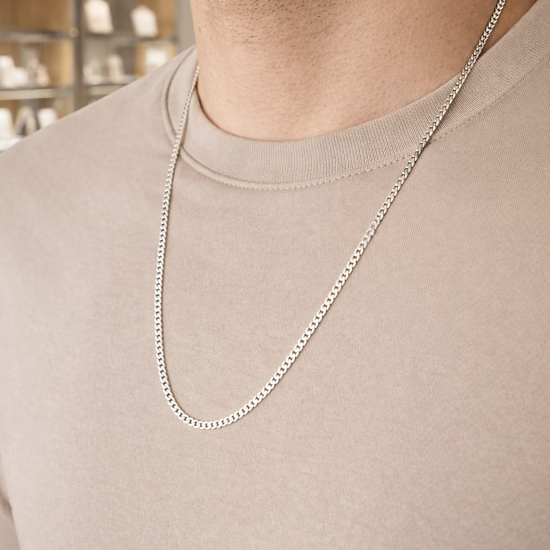 Cadena Grumet 3 mm Hombre en Plata 925  2