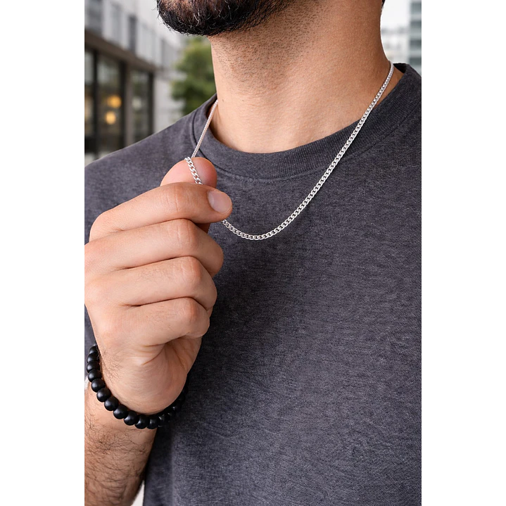 Cadena Grumet 3 mm Hombre en Plata 925  3