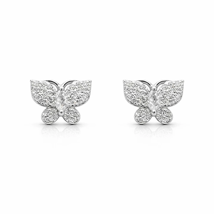 Aros Mariposa Circón Brillante en Plata Ley 925  1