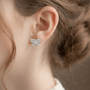 Aros Mariposa Circón Brillante en Plata Ley 925 
