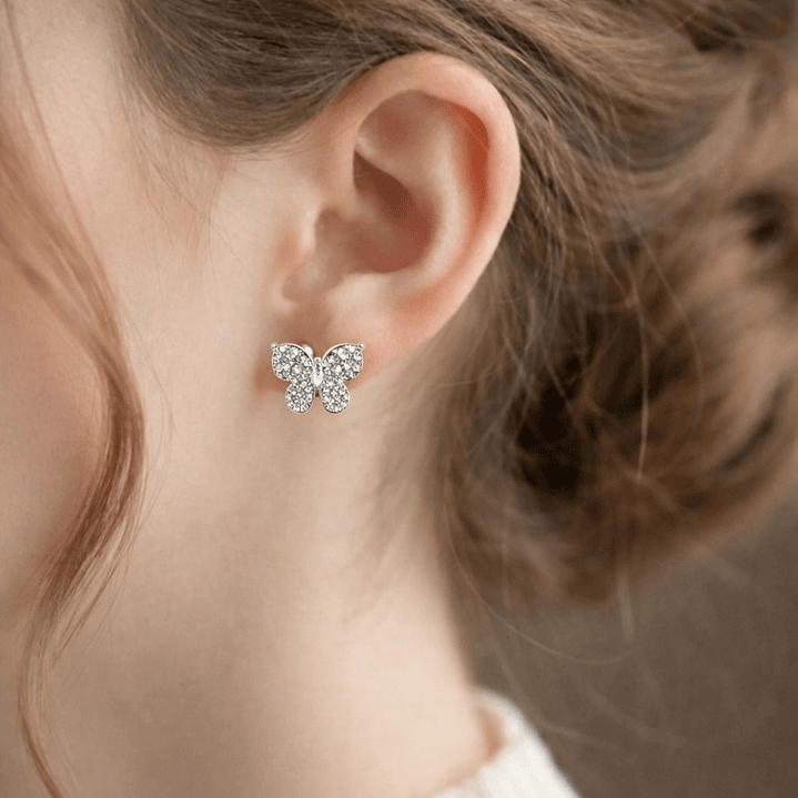 Aros Mariposa Circón Brillante en Plata Ley 925  2