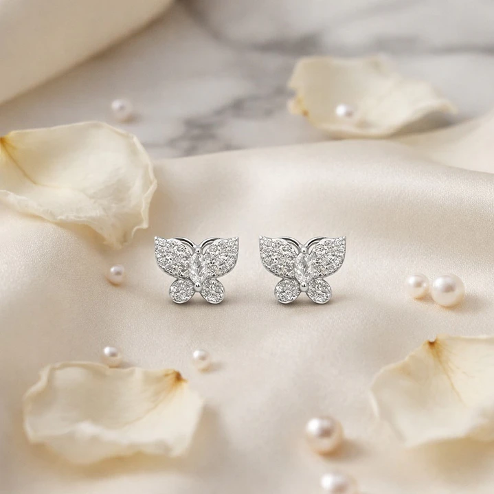 Aros Mariposa Circón Brillante en Plata Ley 925  3