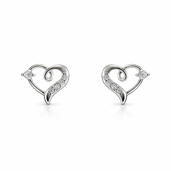 Aros Corazón Circón Elegante en Plata 925  1