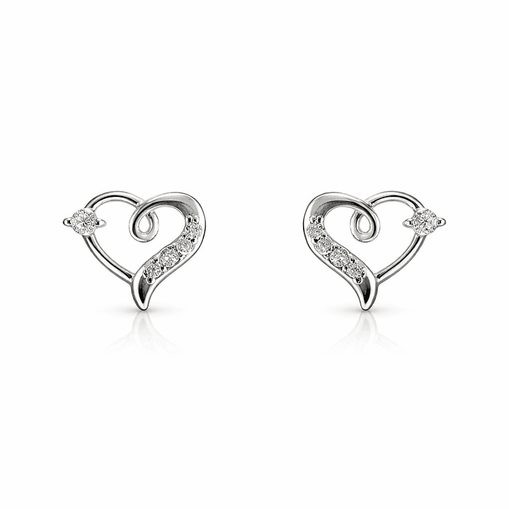 Aros Corazón Circón Elegante en Plata 925  1