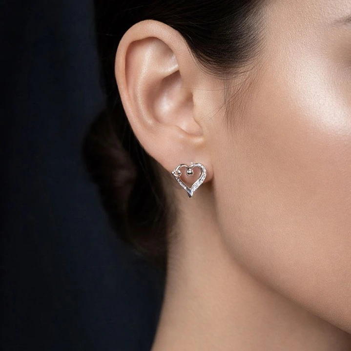 Aros Corazón Circón Elegante en Plata 925  2