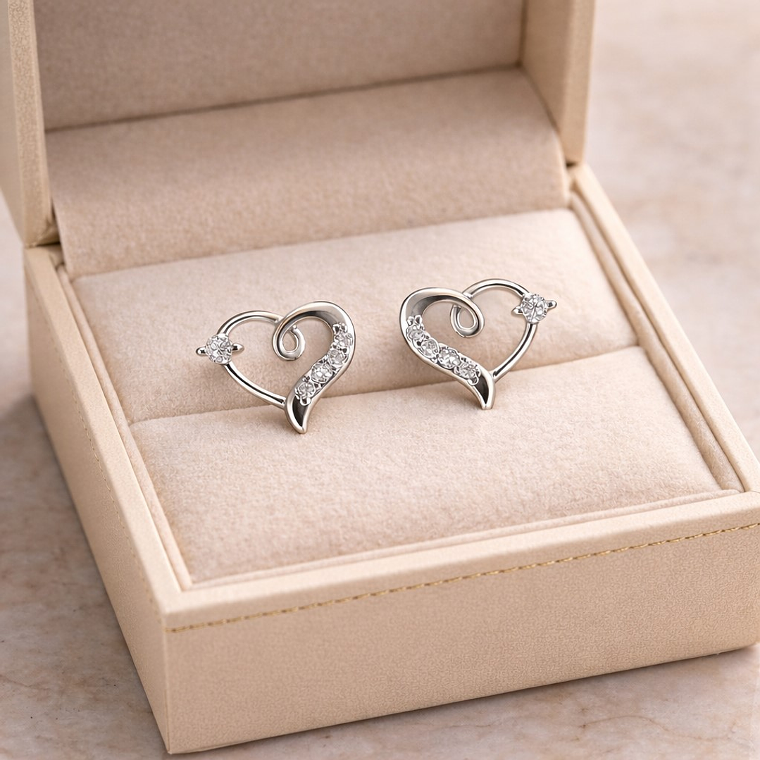 Aros Corazón Circón Elegante en Plata 925  3