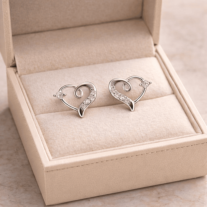 Aros Corazón Circón Elegante en Plata 925  3