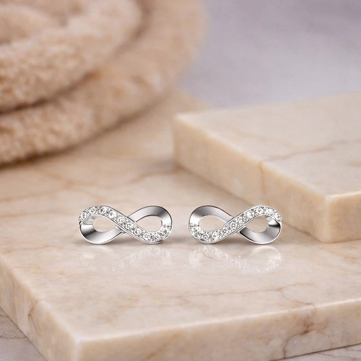 Aros Infinito Circones Brillantes en Plata 925  3