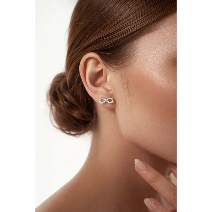 Aros Infinito Circones Brillantes en Plata 925  2
