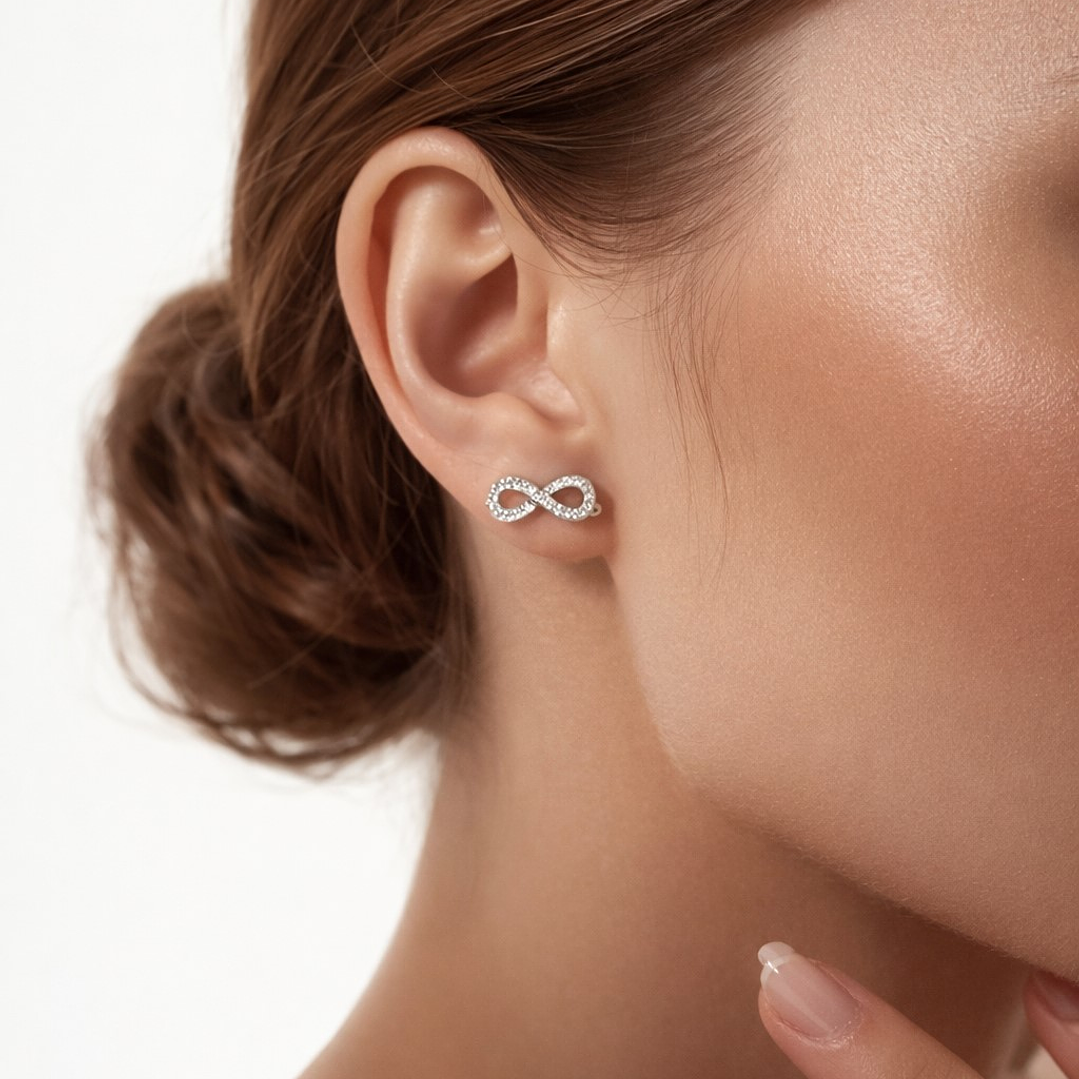 Aros Infinito Circones Brillantes en Plata 925  2