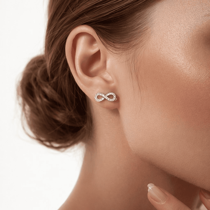 Aros Infinito Circones Brillantes en Plata 925  2