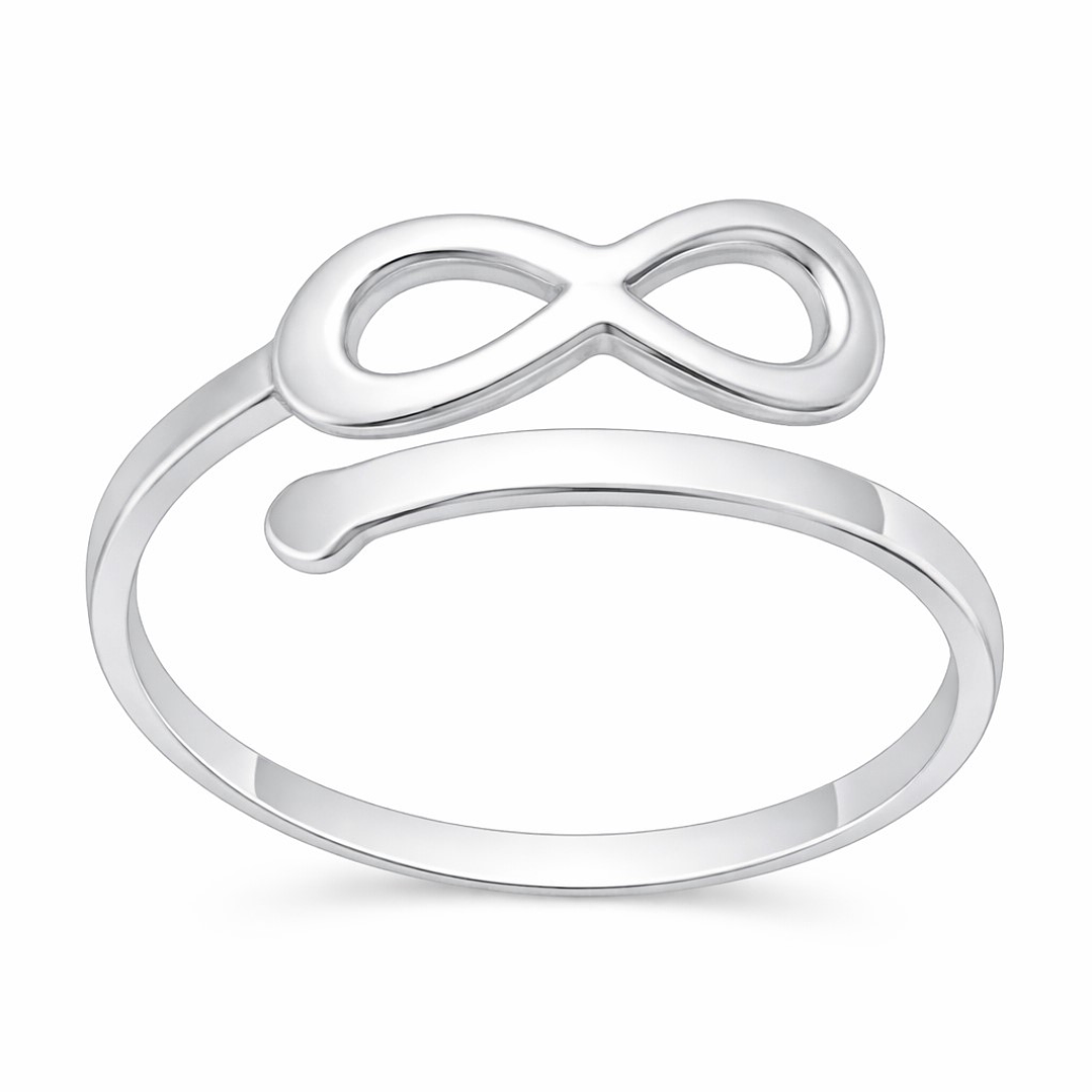 Anillo Ajustable Infinito Corazón en Plata Ley 925    1