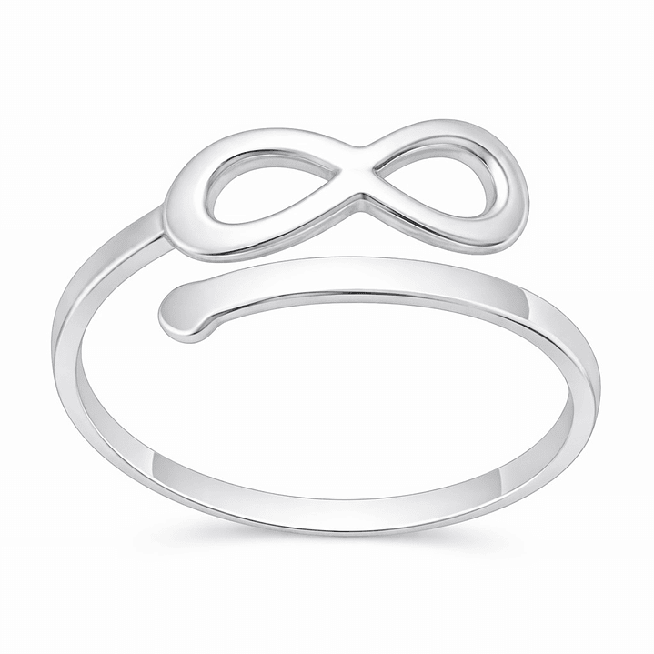Anillo Ajustable Infinito Corazón en Plata Ley 925    1