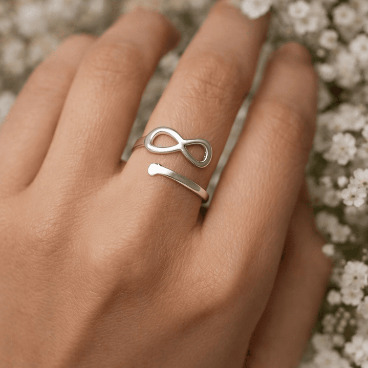 Anillo Ajustable Infinito Corazón en Plata Ley 925    2
